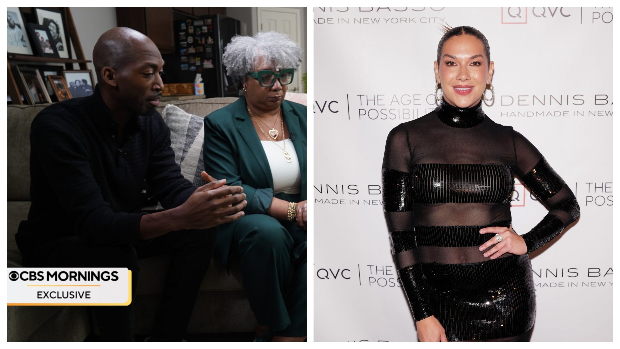 tWitch’s brother, Dre Rose, left; their mother Connie Boss Alexander; tWitch’s widow Allison Holker. Photo: Getty Images CBS Mornings/ Craig Barritt/Getty Images for Dennis Basso