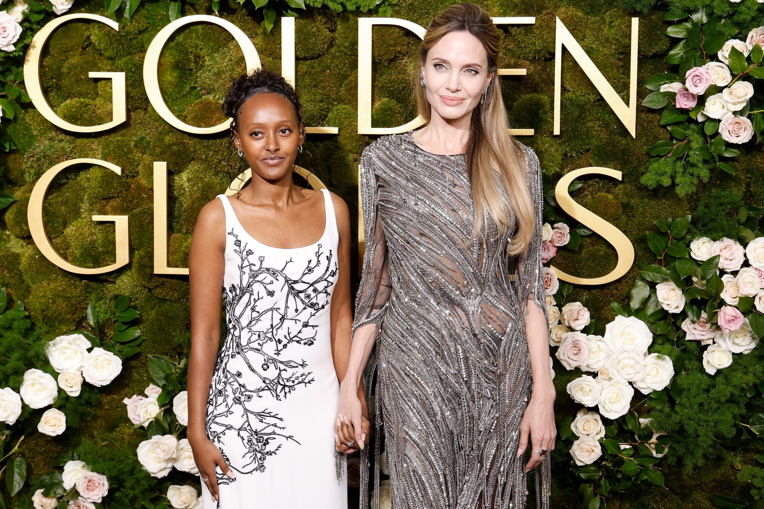 Zahara Jolie and Angelina Jolie attend the 2025 Golden Globe Awards at The Beverly Hilton on January 05, 2025 in Beverly Hills, California. Image: Getty Images Photo by Taylor Hill/FilmMagic