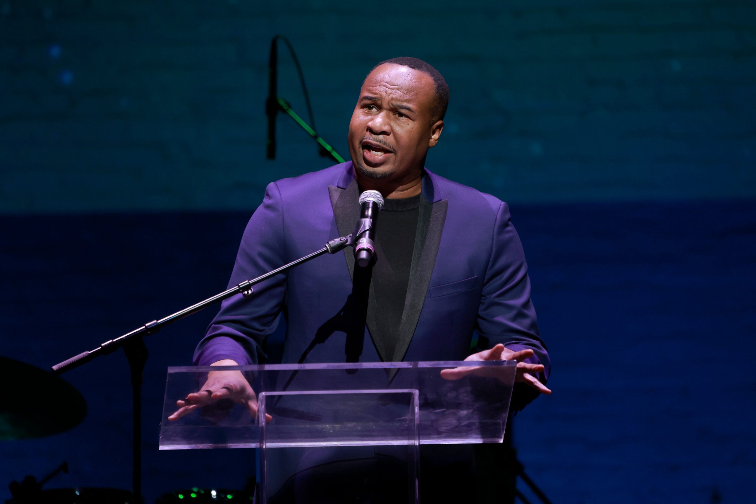NEW YORK, NEW YORK - DECEMBER 05: Roy Wood Jr. speaks onstage during The Root 100 2024 Gala at The Apollo Theater on December 05, 2024 in New York City. Photo: Getty Images Jason Mendez