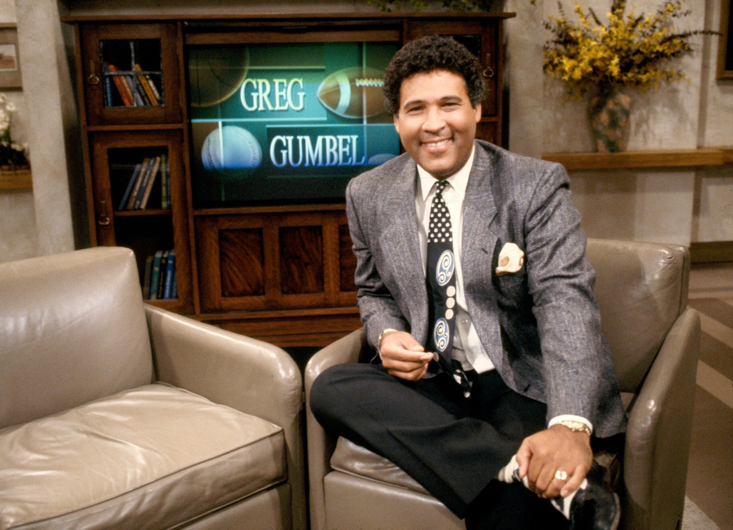 CBS This Morning, a CBS News television program. Pictured is Greg Gumbel on set. Image dated January 1, 1990. Photo: Getty Images CBS