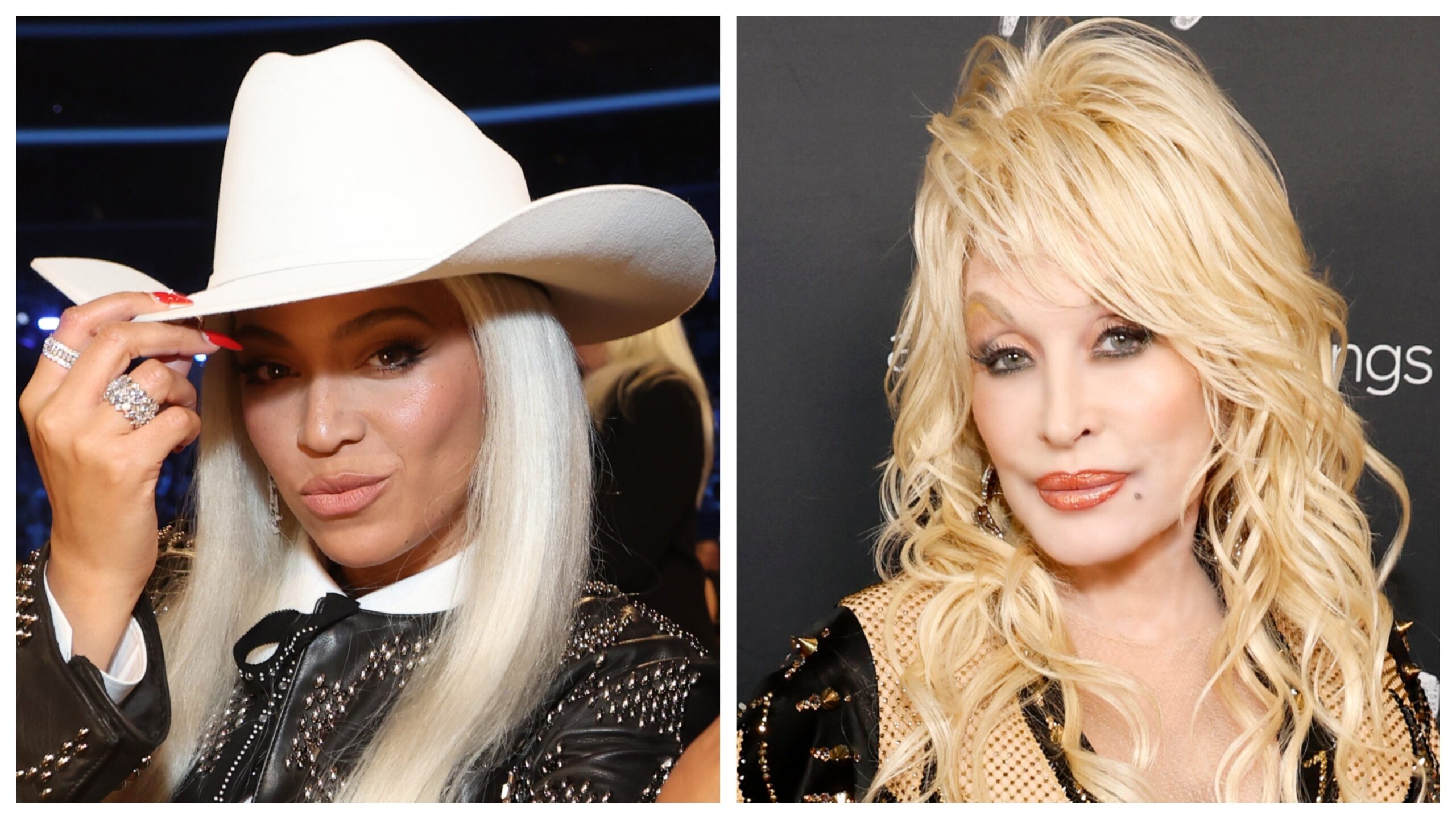 Beyoncé, left; Dolly Parton. Photo: Getty Images Kevin Mazur for The Recording Academy; Jason Kempin for American Greetings