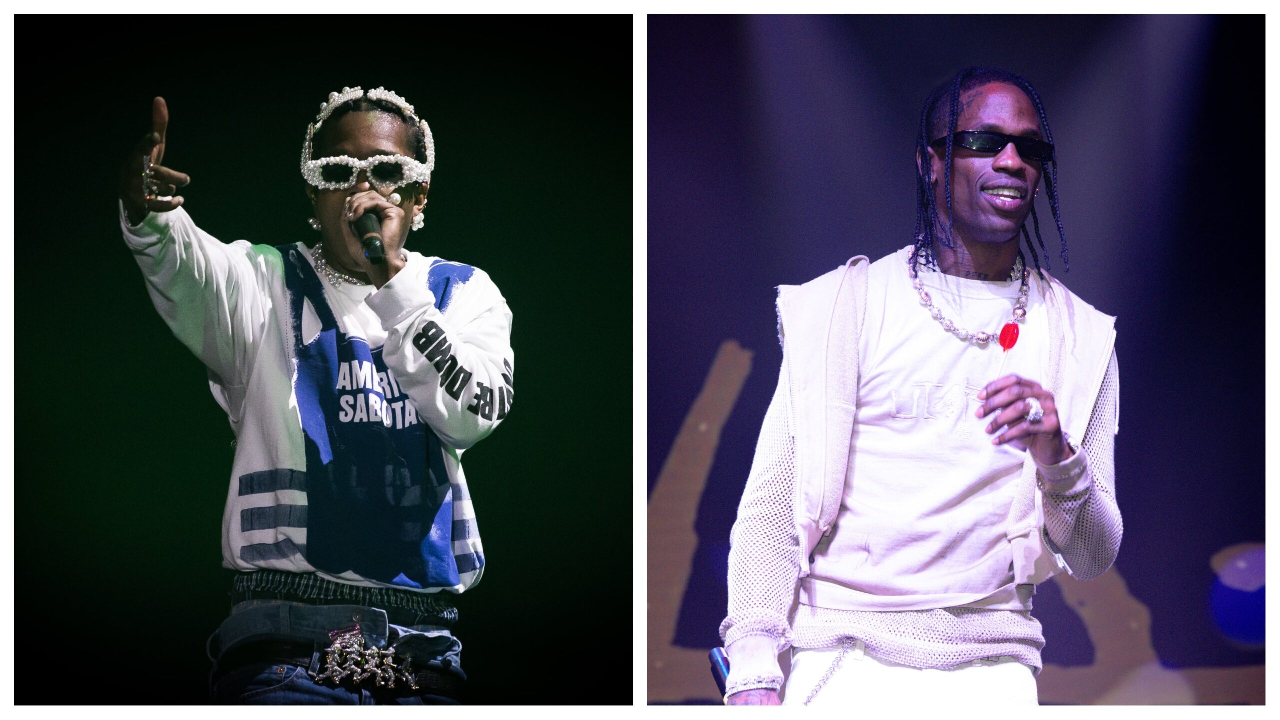 A$AP Rocky, left; Travis Scott. Photo: Getty Images Jason Koerner/Alexander Tamargo for E11EVEN