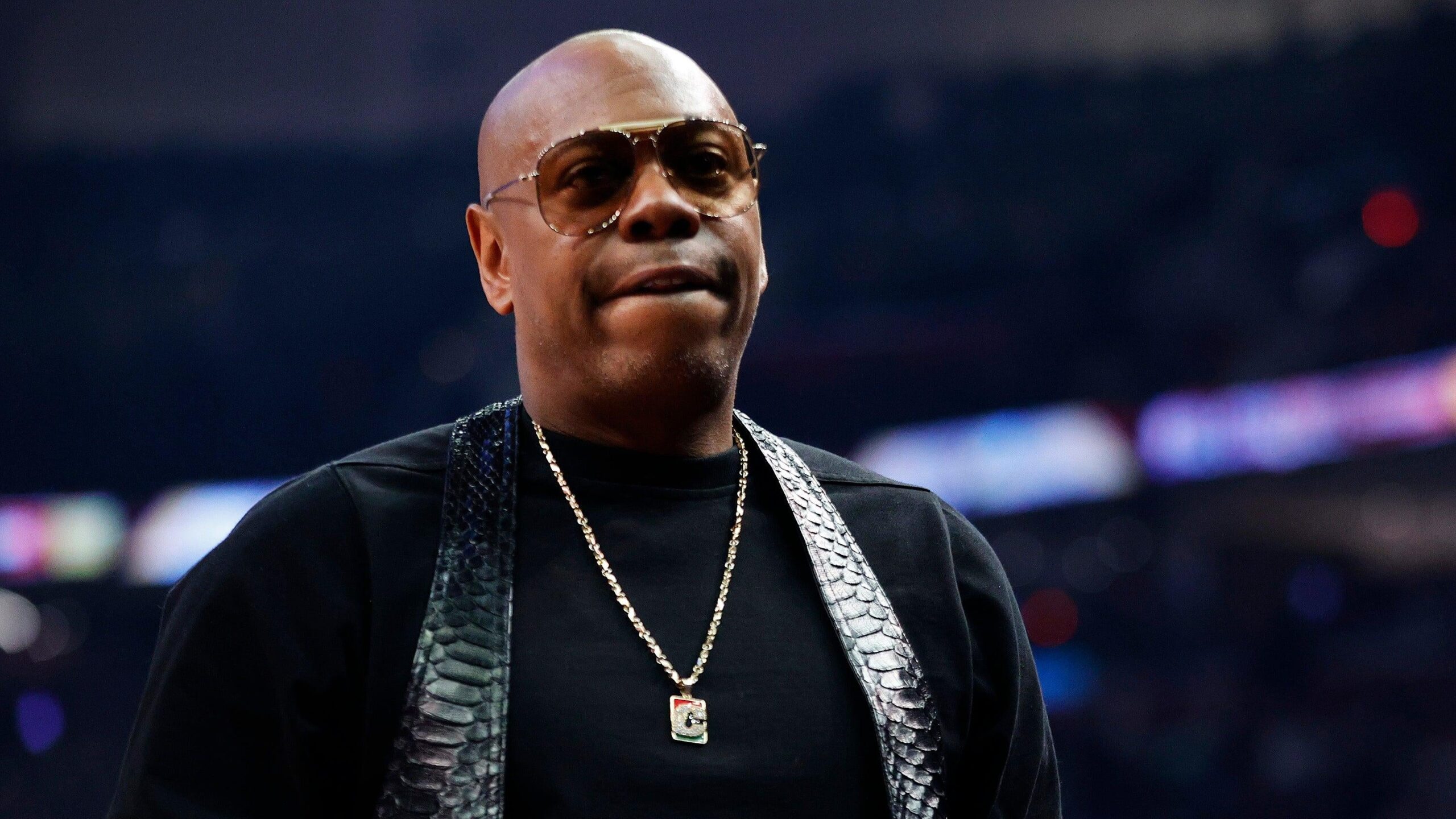 Dave Chappelle looks on during the 2022 NBA All-Star Game at Rocket Mortgage Fieldhouse on February 20, 2022 in Cleveland, Ohio Photo: Getty Images Tim Nwachukwu