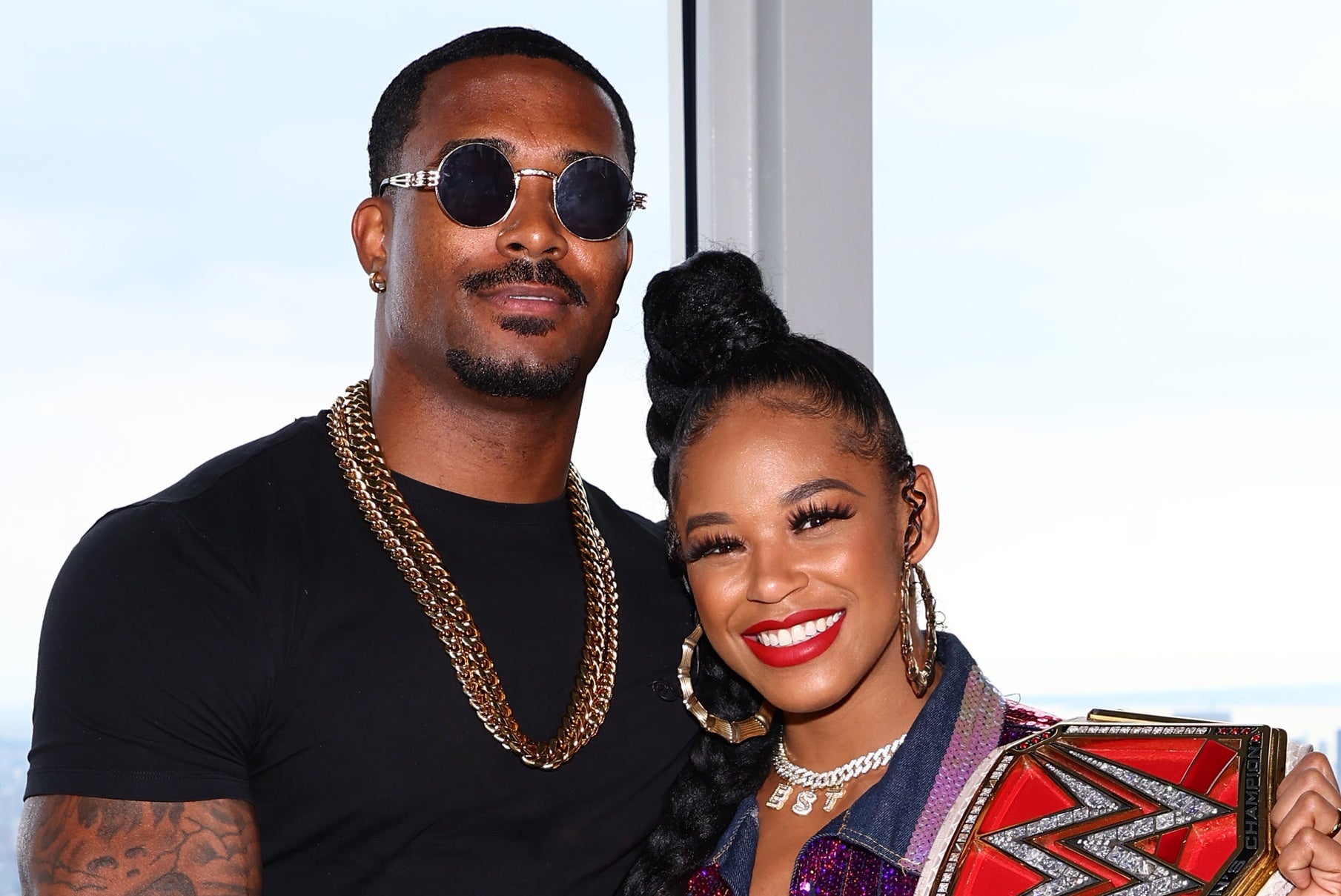 Montez Ford and Bianca Belair Visit the Empire State Building at The Empire State Building on July 25, 2022 in New York City. (Photo by Arturo Holmes/Getty Images for Empire State Realty Trust) Photo: Getty Images Arturo Holmes