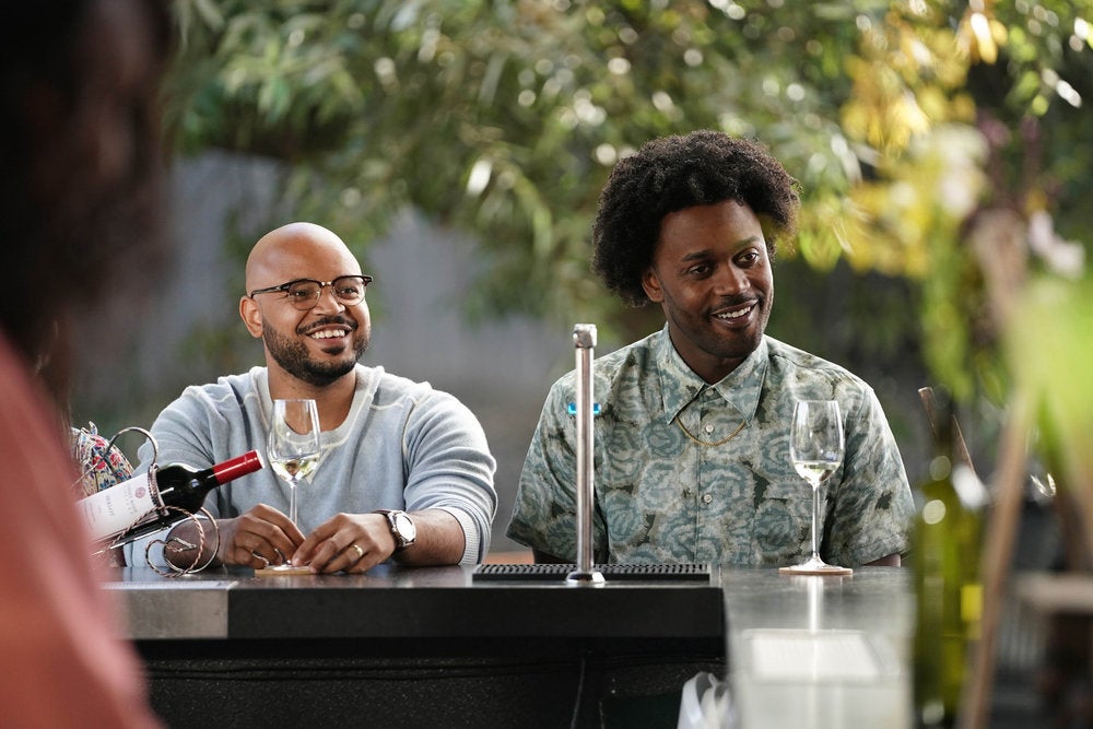 GRAND CREW — “Wine & Vineyard” Pictured: (l-r) Justin Cunningham as Wyatt, Echo Kellum as Noah — (Photo by: Elizabeth Morris/NBC) Photo: Elizabeth Morris/NBC