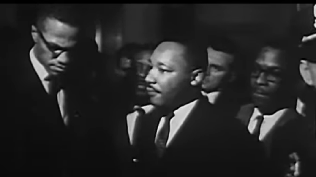 Malcolm X, left; Dr. Martin Luther King Jr. Screenshot: YouTube/ Unstripped Voice