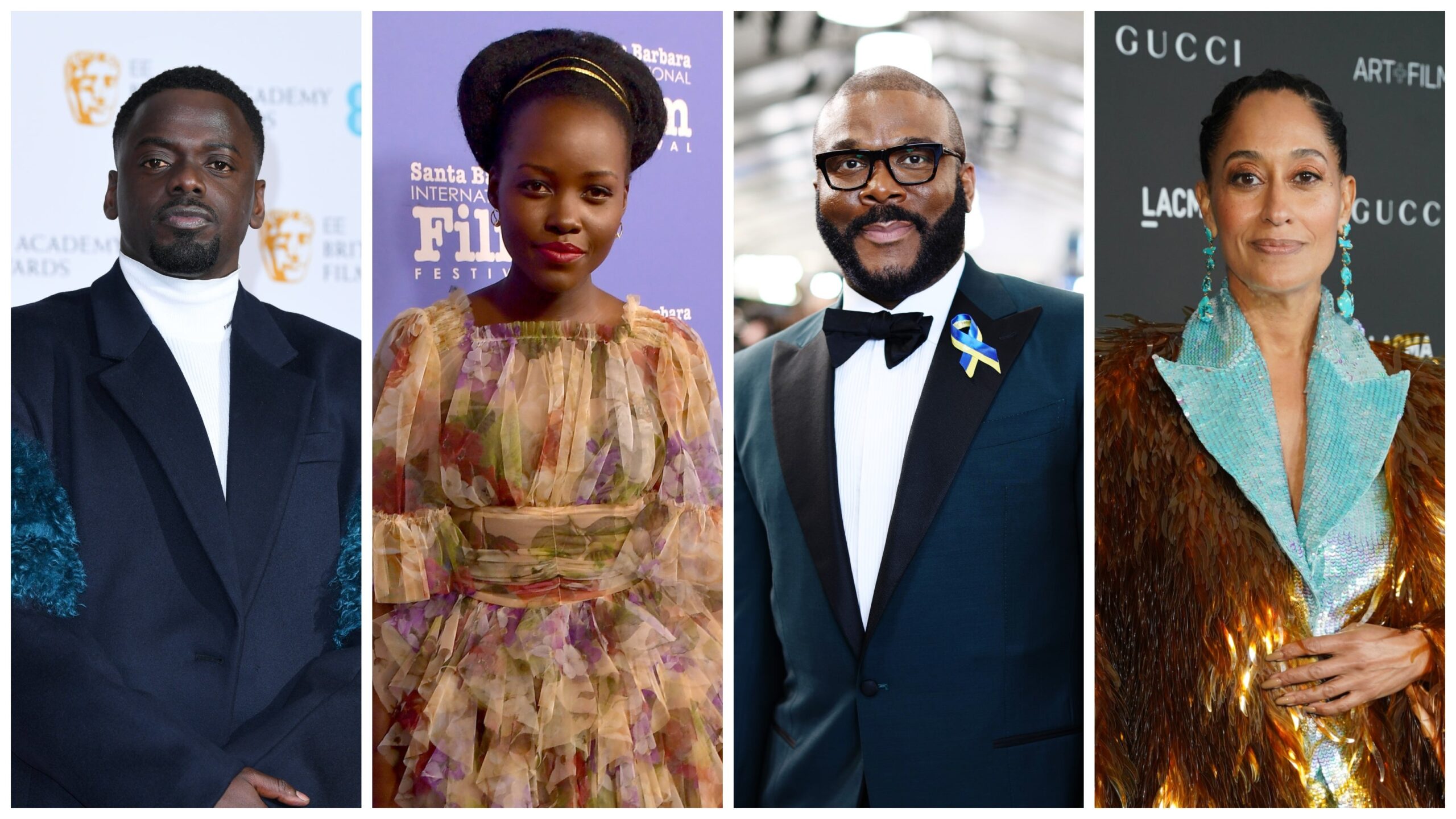 Daniel Kaluuya, left; Lupita Nyong’o, Tyler Perry and Tracee Ellis Ross. Photo: Getty Images Joe Maher/ Matt Winkelmeyer for SBIFF/Dimitrios Kambouris for WarnerMedia/Presley Ann for LACMA