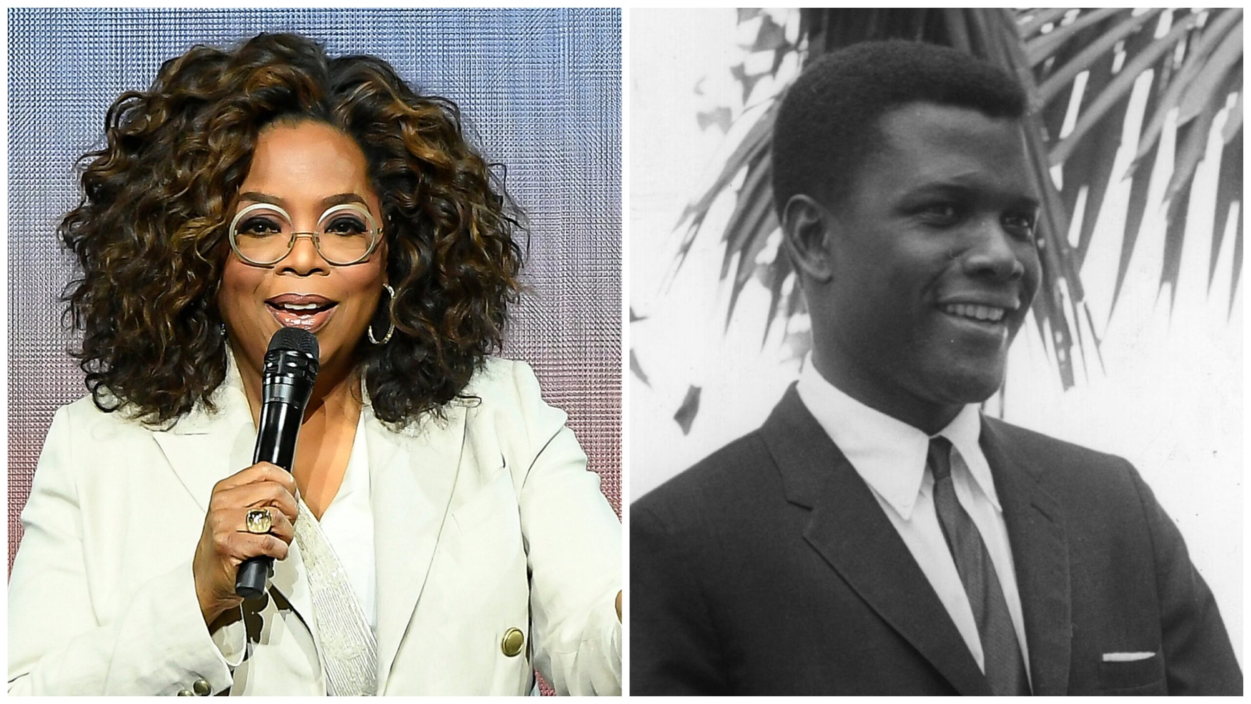 Oprah Winfrey, left; Sidney Portier. Photo: Getty Images Steve Jennings/Keystone