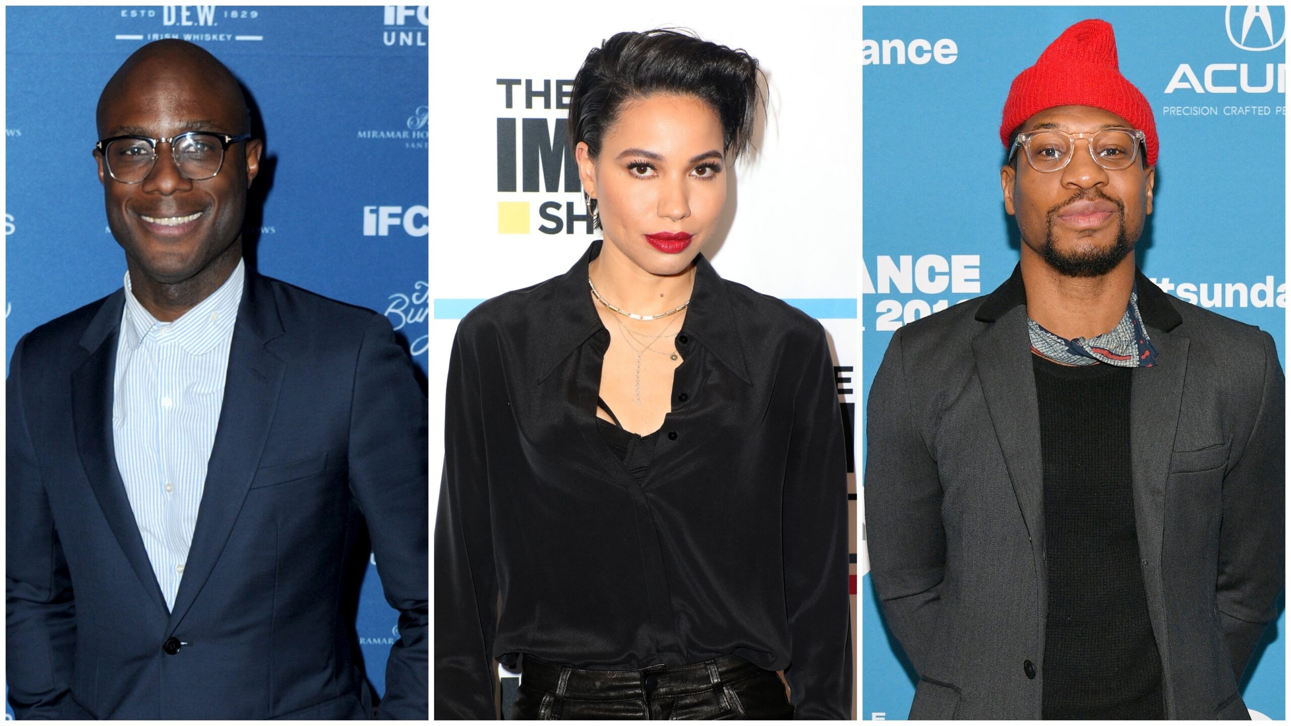 (L-R): Barry Jenkins, Jurnee Smollett, and Jonathan Majors. Photo: Getty Images Joshua Blanchard for IFC/ Roger Kisby for IMDb/Dia Dipasupil