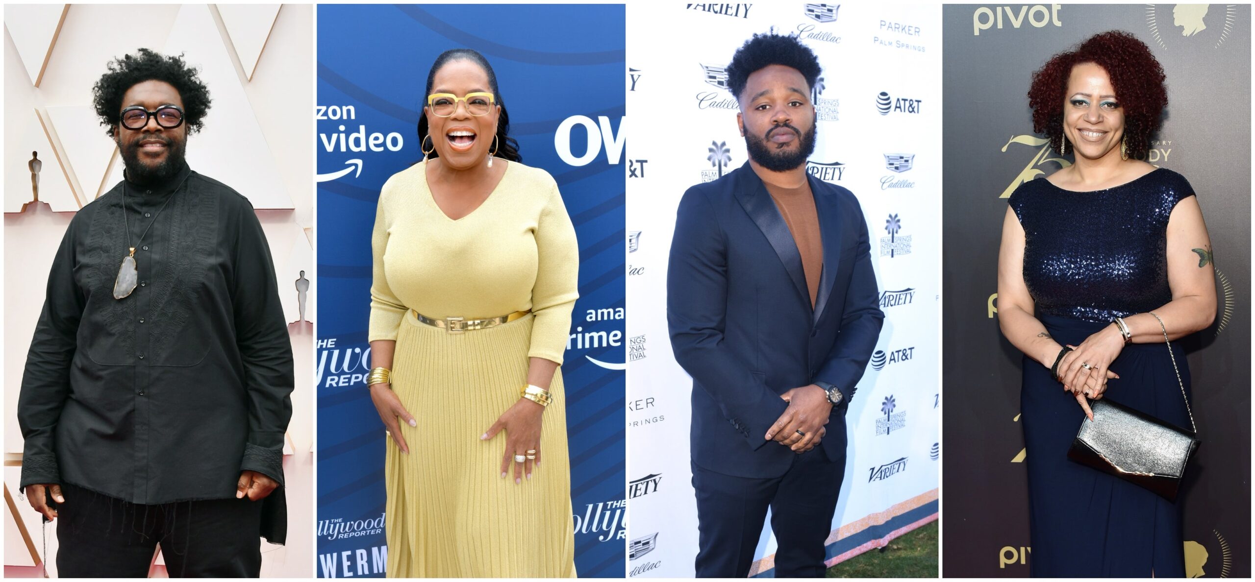 Questlove (L), Orpah Winfrey, Ryan Coogler, and Nikole Hannah-Jones. Photo: Getty Images Amy Sussman/Rodin Eckenroth/Vivien Killilea for Palm Springs International Film Festival/Mike Coppola for Peabody Awards