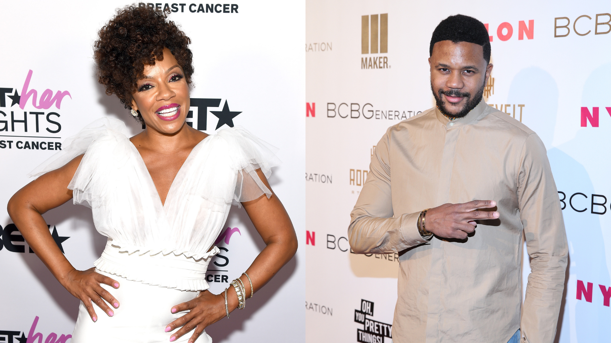 Wendy Raquel Robinson attends ‘BET Her Fights Breast Cancer’ special event on September 25, 2019; Hosea Chanchez attends the Nylon + BCBGeneration May Young Hollywood Party on May 8, 2014. Photo: Getty Images Marcus Ingram/Getty Images for BET