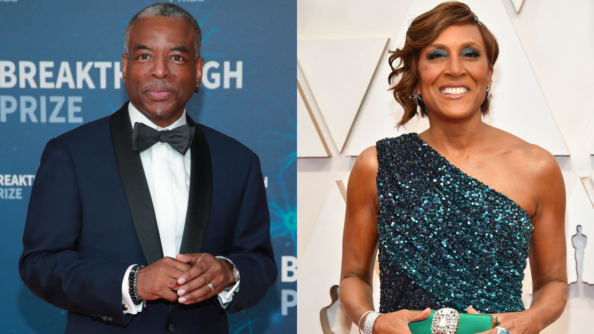 LeVar Burton attends the 8th Annual Breakthrough Prize Ceremony on November 03, 2019; Robin Roberts attends the 92nd Annual Academy Awards on February 09, 2020. Photo: Getty Images Rich Fury