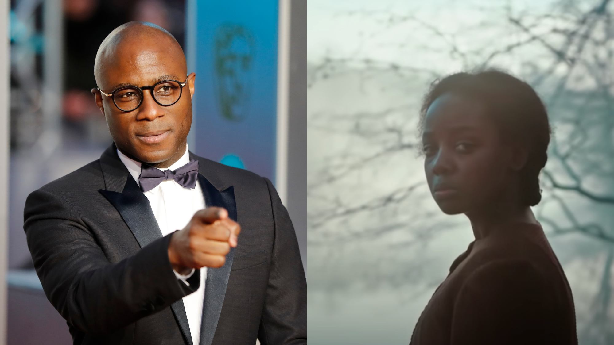 Barry Jenkins at the BAFTA British Academy Film Awards on February 10, 2019; Thuso Mbedu in The Underground Railroad (2021) Photo: Getty Images Tolga Akmen/AFP